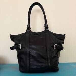Liebeskind Berlin Black Leather Silver Accents Tote Shoulder Handbag